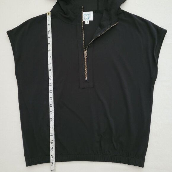 Womens Athletic Black Sleeveless Half Zip Hoodie Size Small - Picture 6 of 9